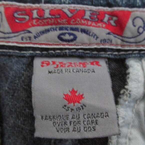 SILVER BOY'S SIZE 27 x 33 JEANS MED BLUE SLUB DENIM CARGO PANTS WORK FARM - Picture 13 of 15